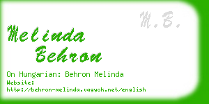 melinda behron business card